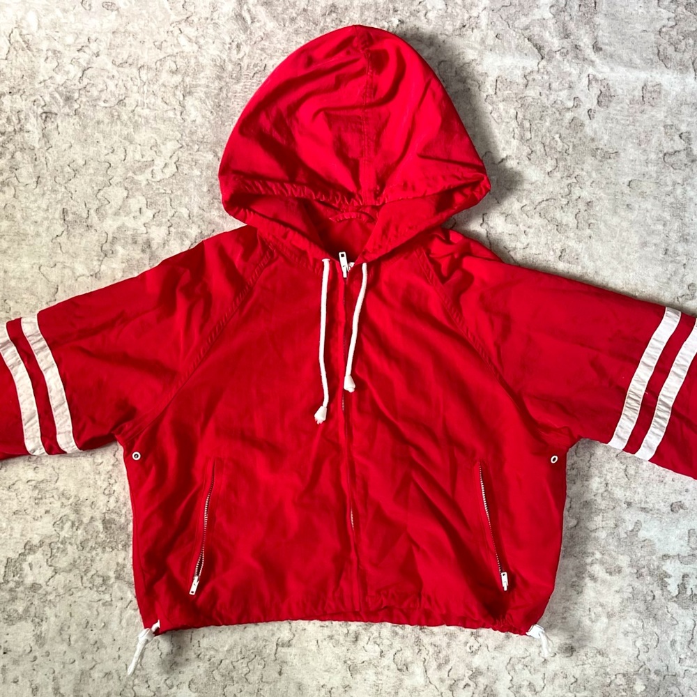 Brandy Melville Red and White Windbreaker